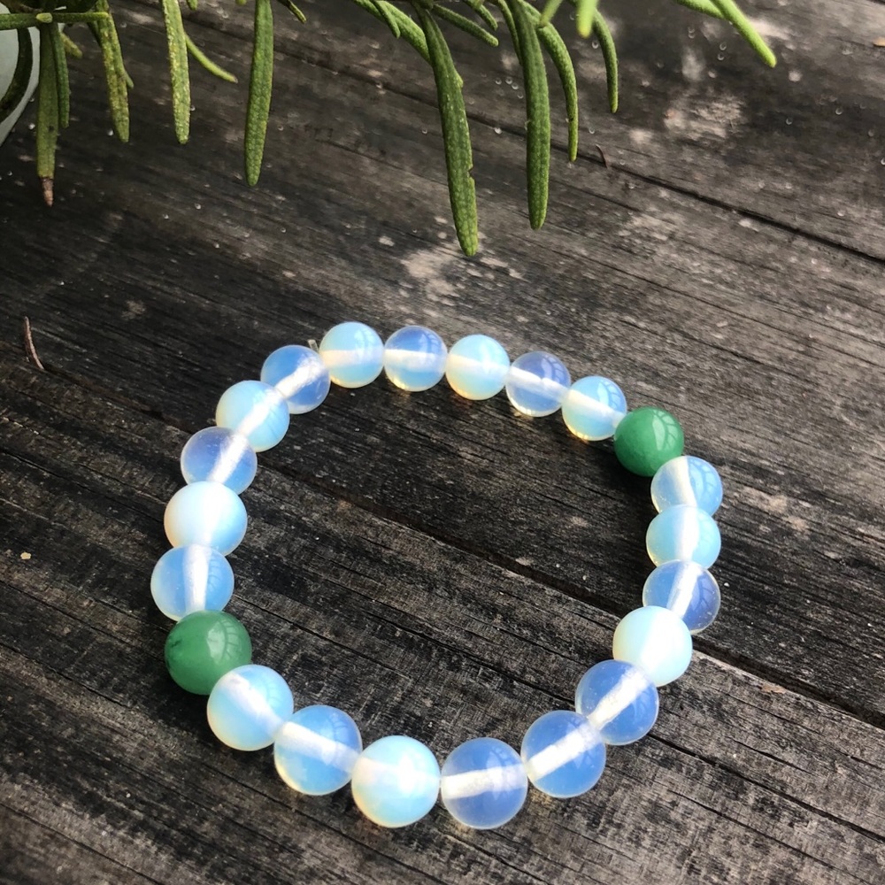 New Moonstone Opal Dark Aventurine Bead Bracelet
